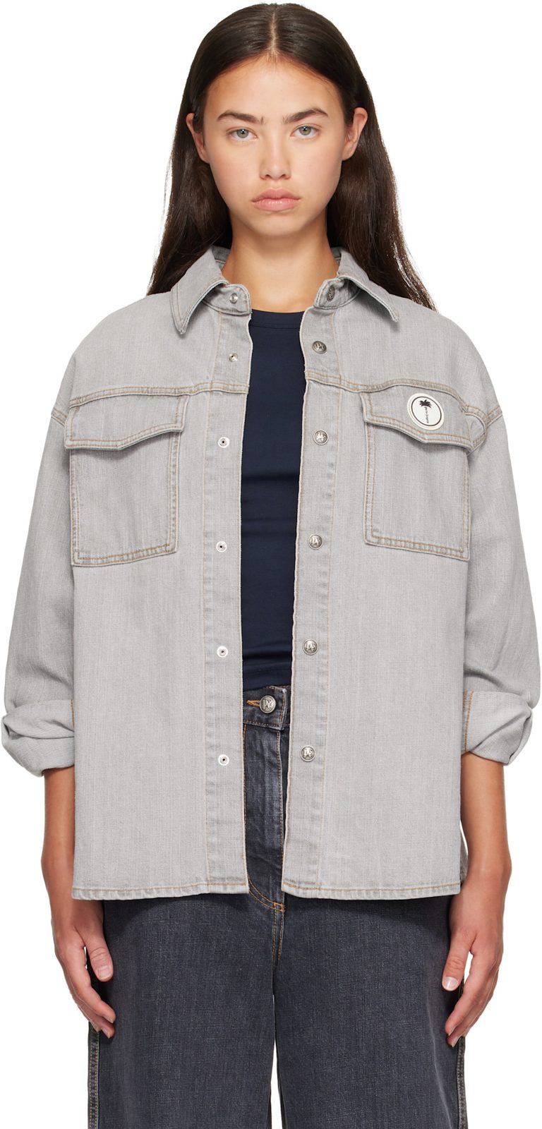 Gray Tree Logo Denim Overshirt 261695F060000