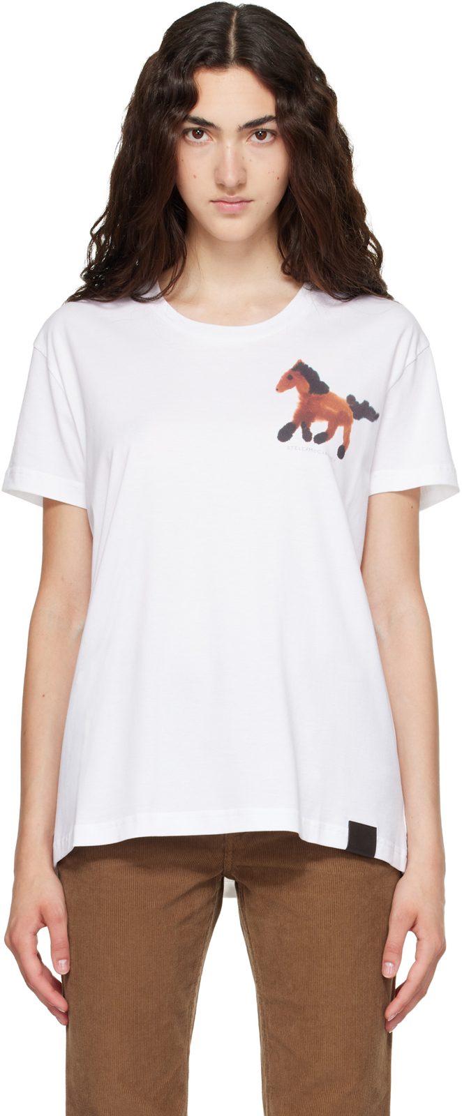 White Watercolour Horse Cotton T-shirt 262471F110000