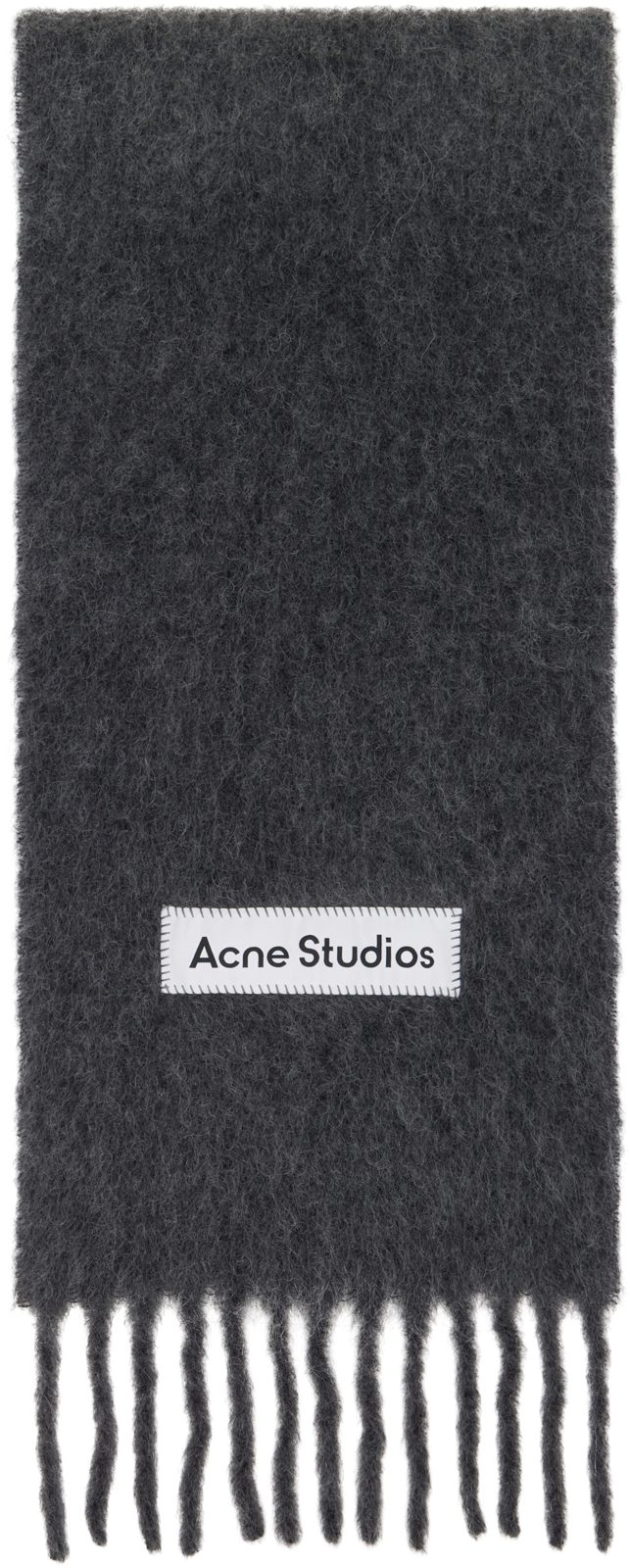 Gray Wool Fringe Scarf 261129F028003