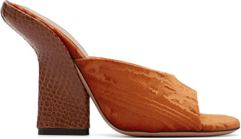 Orange Velvet Heeled Sandals 262358F122000