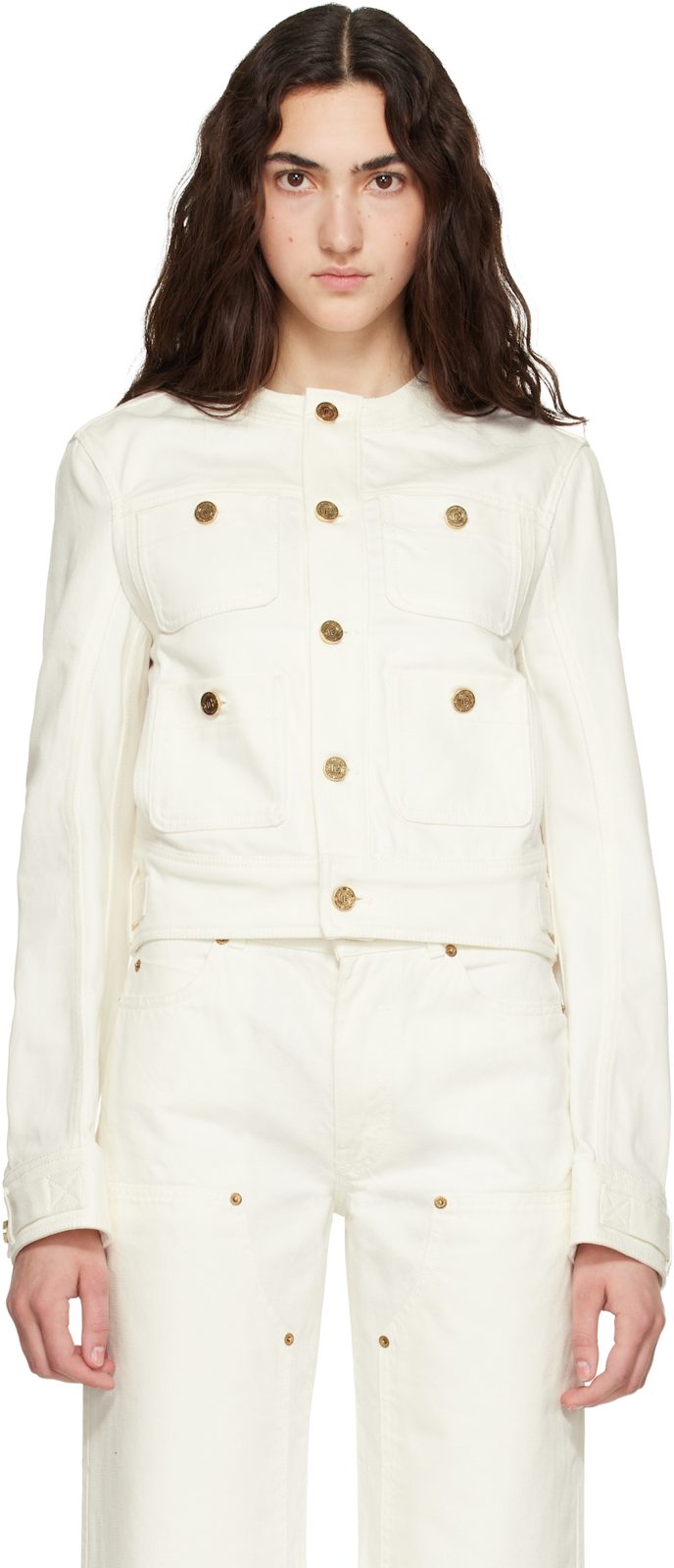 오프화이트 Patch-Pocket Denim Jacket 262251F060001