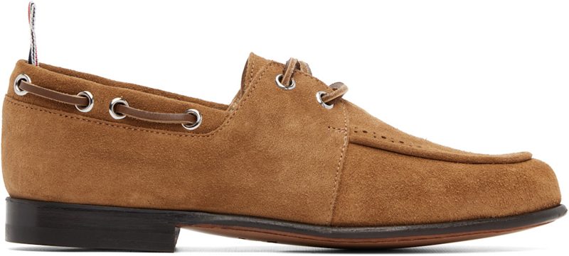 Tan Suede Flex Leather Sole Boat Shoes 262381F121000