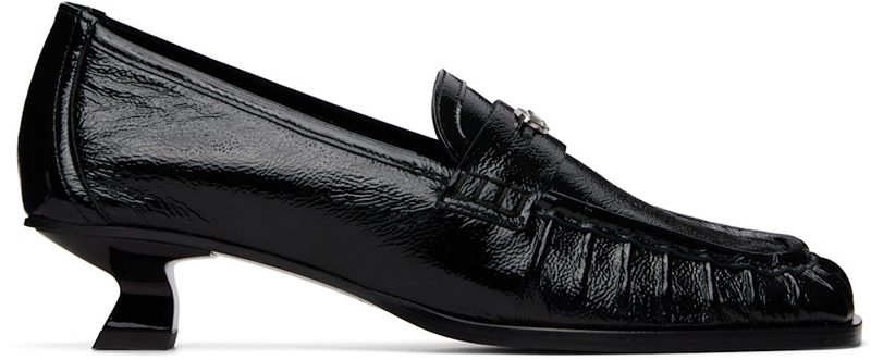 Black D-Amber-Penny Naplak Leather Loafer Heels 262001F122000