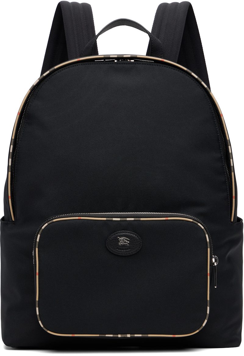 Black Check Trim Backpack 262376M166001