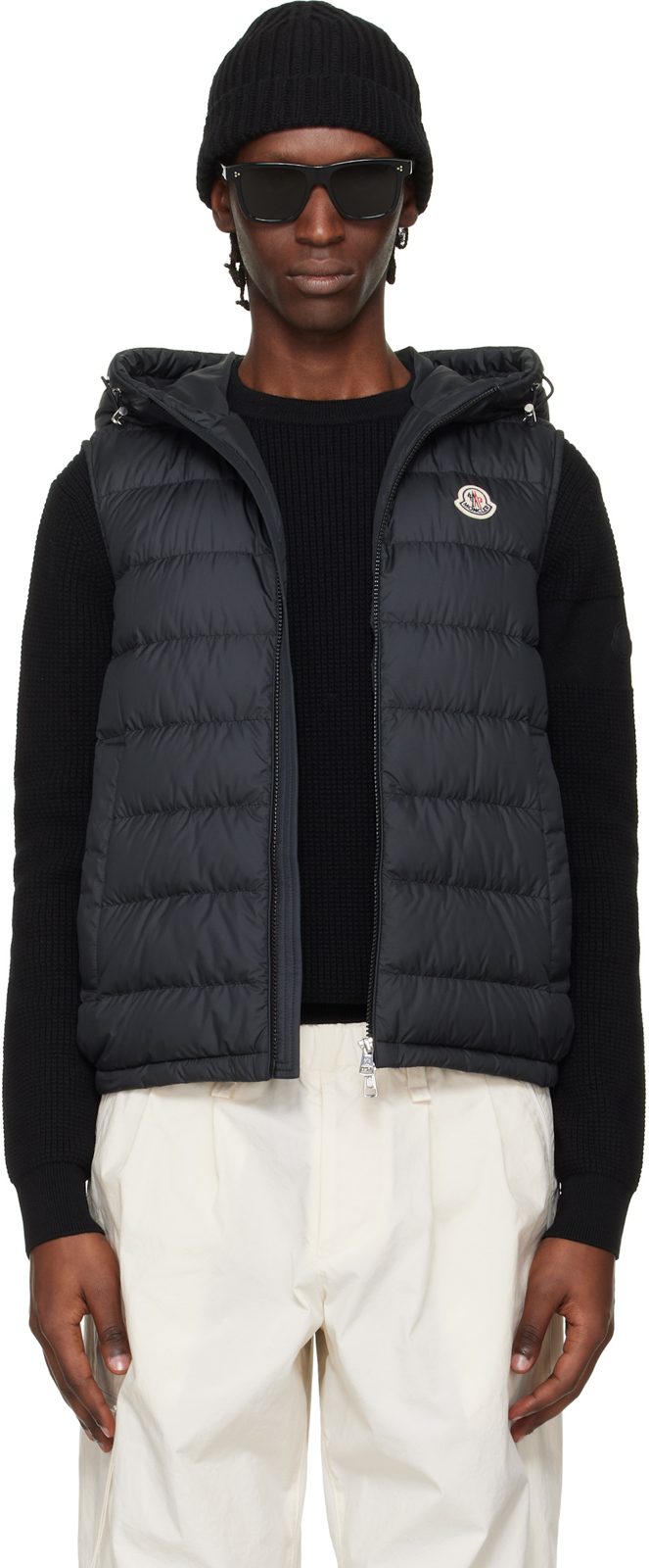 Black Marseillan Hooded Down Vest 261111M178024