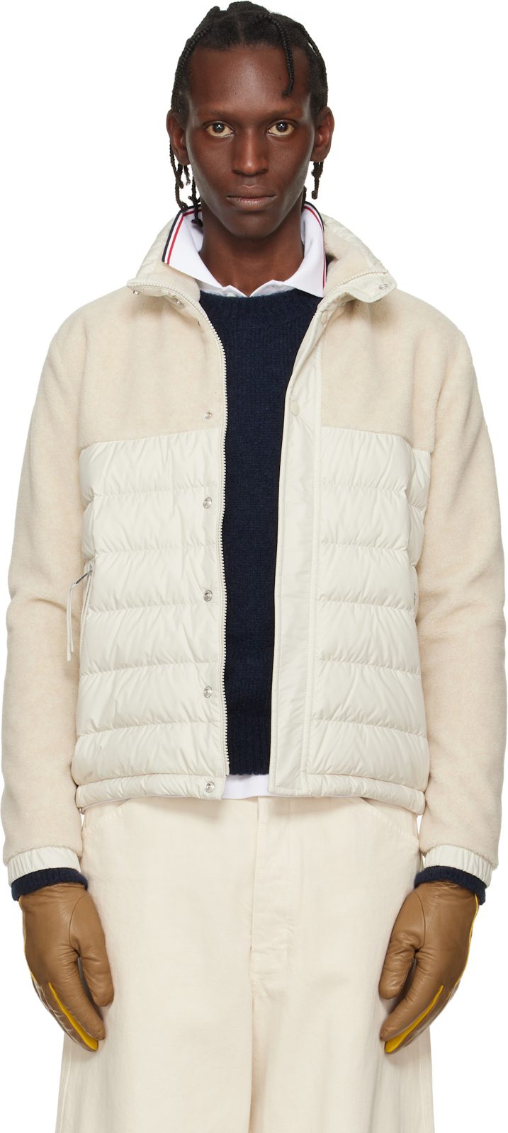 Beige Mistral Teddy Short Down Jacket 261111M178016
