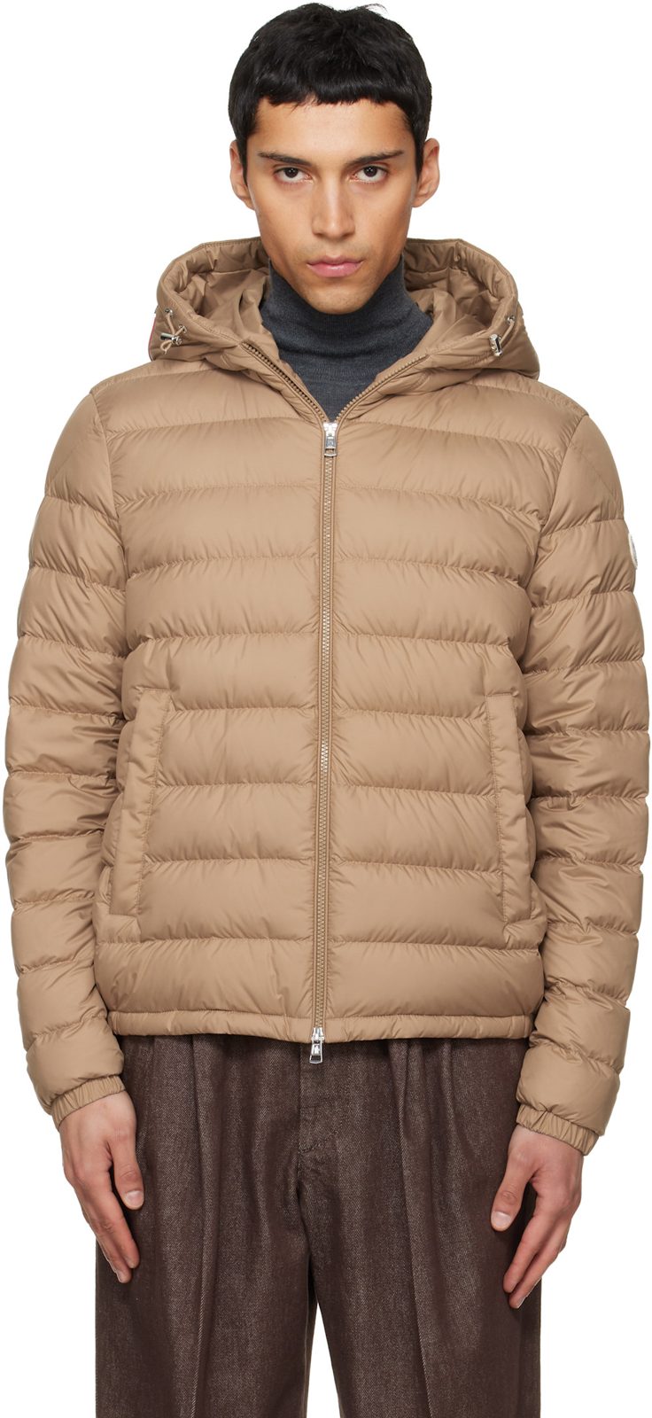 Beige Vermeille Hooded Short Down Jacket 261111M178026