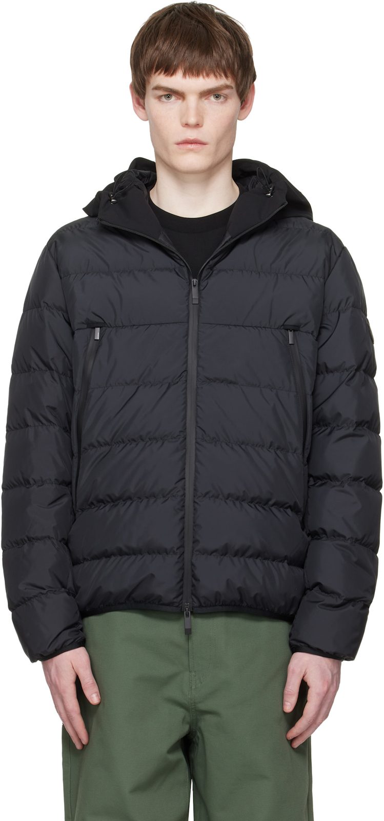 Black Vega Hooded Short Down Jacket 261111M178002