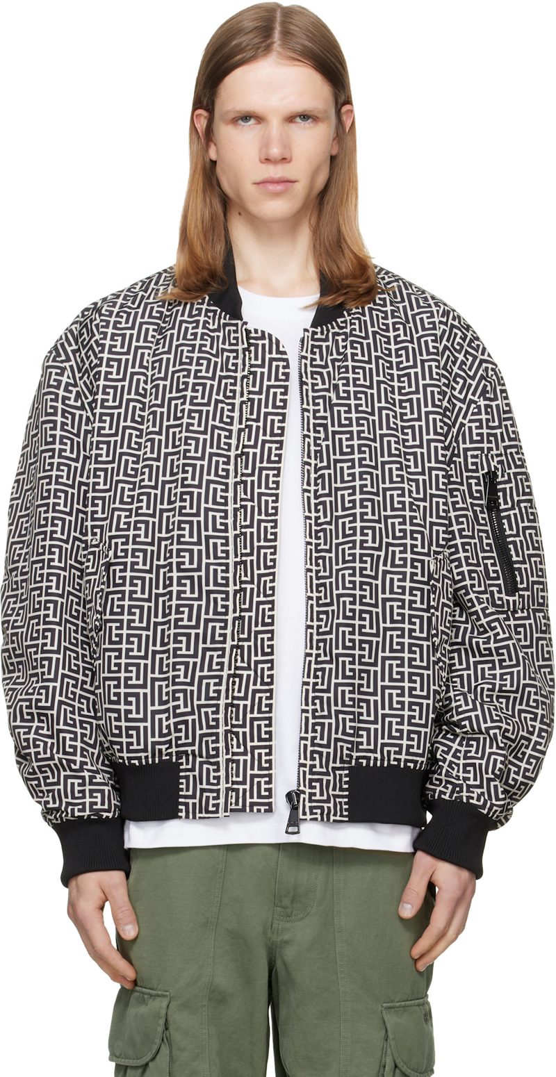 Black & White Monogram Bomber Jacket 262251M175000
