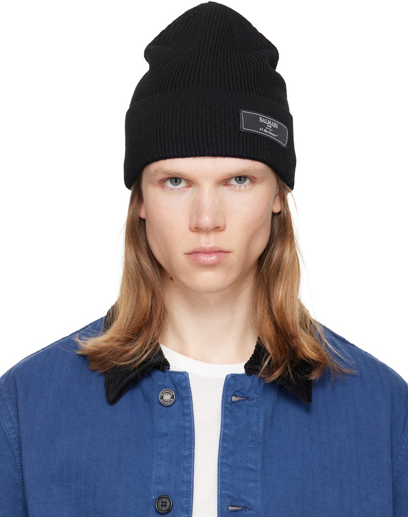 Black Label Wool Beanie 262251M138000