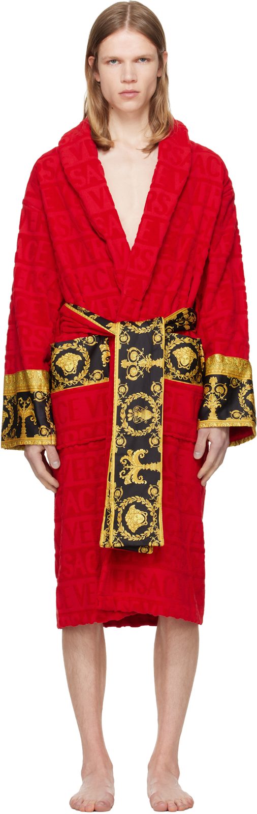 Red I Heart Baroque Bathrobe 262404M219003
