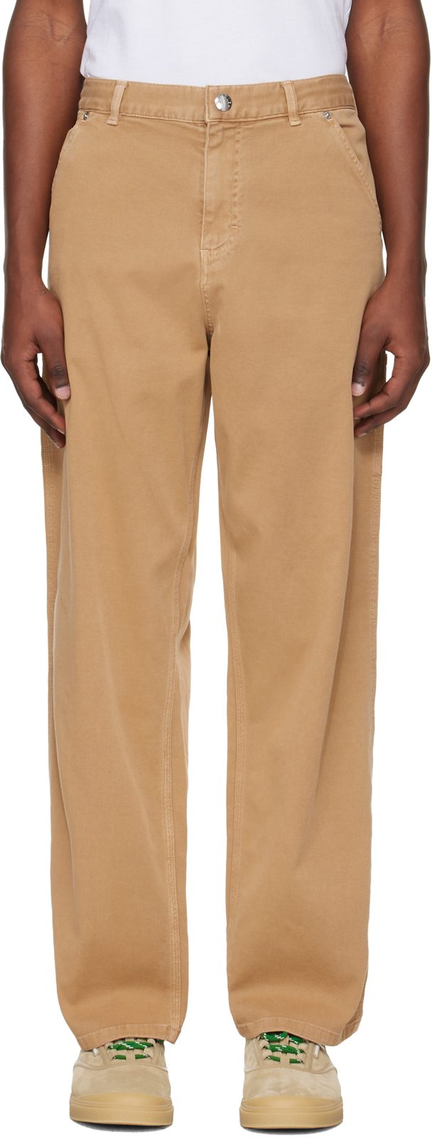 Tan Cotton Blend Gabardine Cargo Pants 261111M191026
