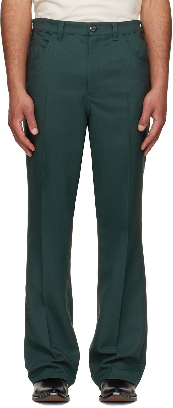 Marni Green Twill Trousers 262379M191008
