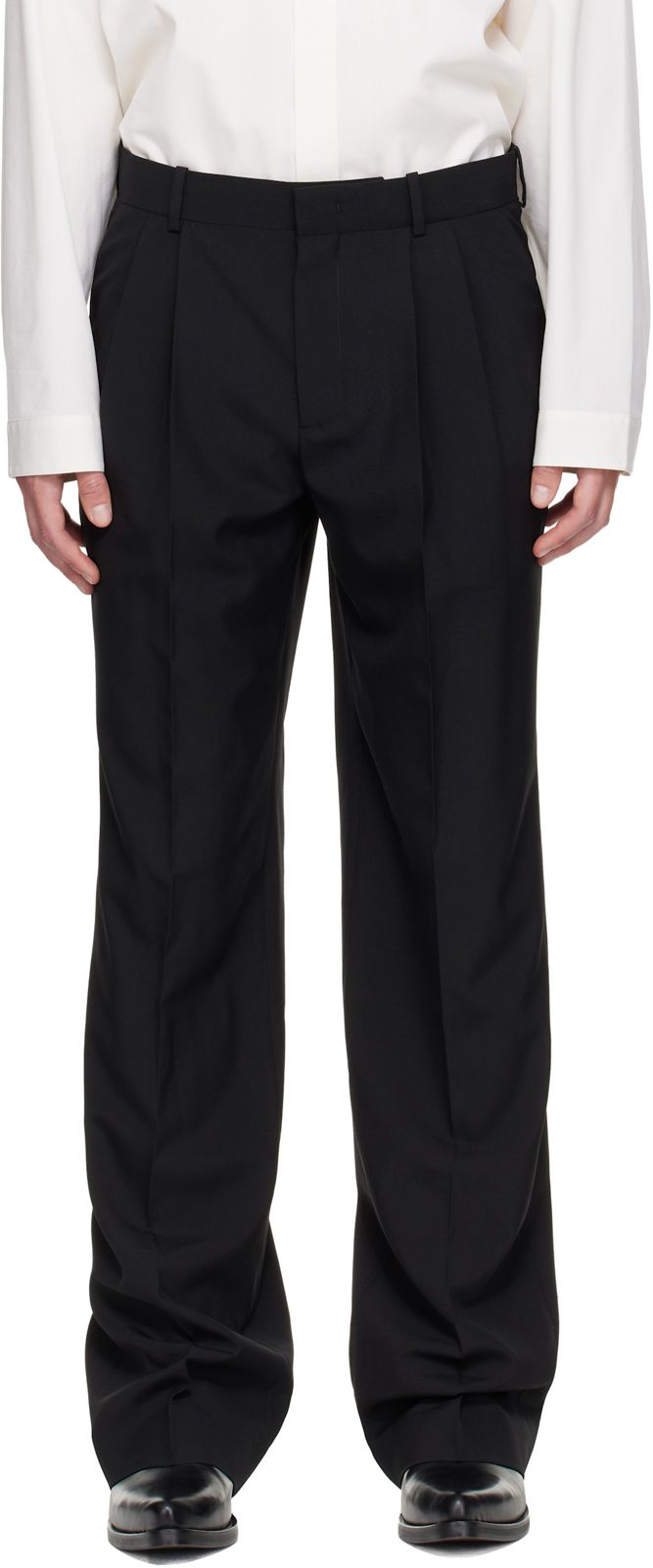 Black Wool Trousers 262251M191000
