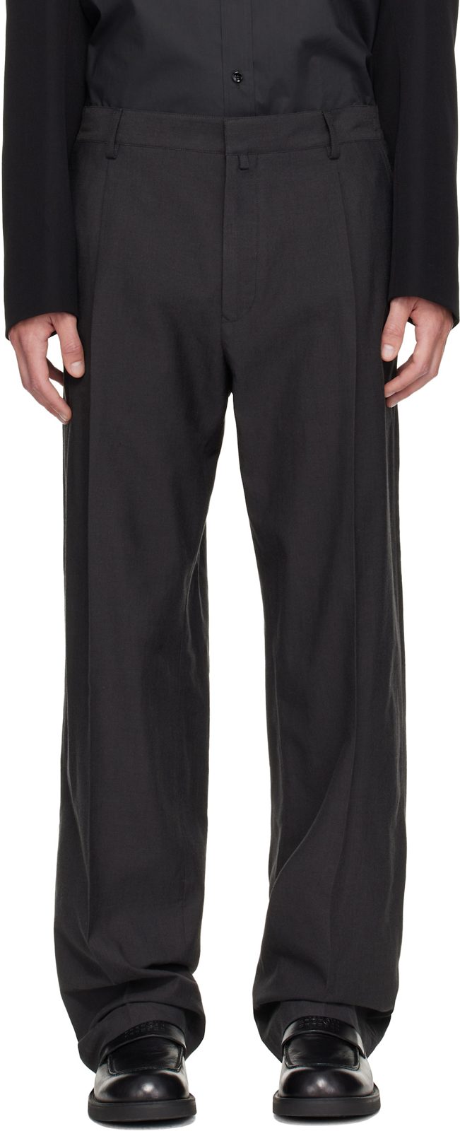 Gray Wool Twill Trousers 262188M191005