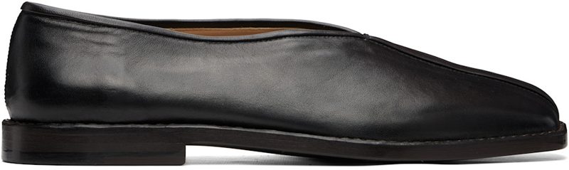 Black Flat Piped Slippers 262646M231007