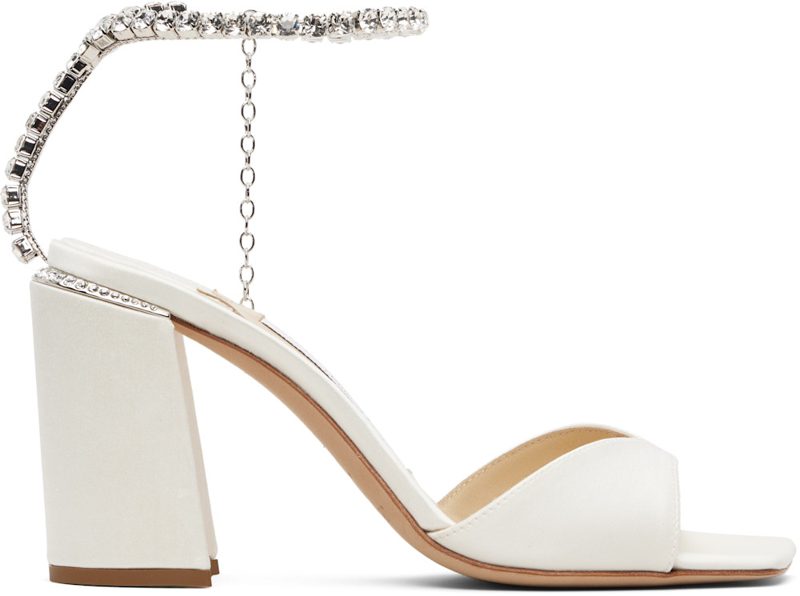 White Saeda Block Heel 85 Heeled Sandals 262528F125002
