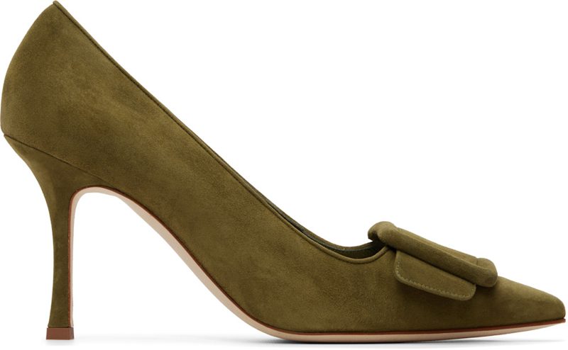 Manolo Blahnik Khaki Maysalepump 90 Heels 262140F122006