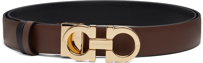 Brown Reversible & Adjustable Gancini Belt 262270F001007