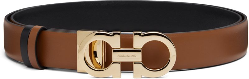 Tan Reversible & Adjustable Gancini Belt 262270F001006