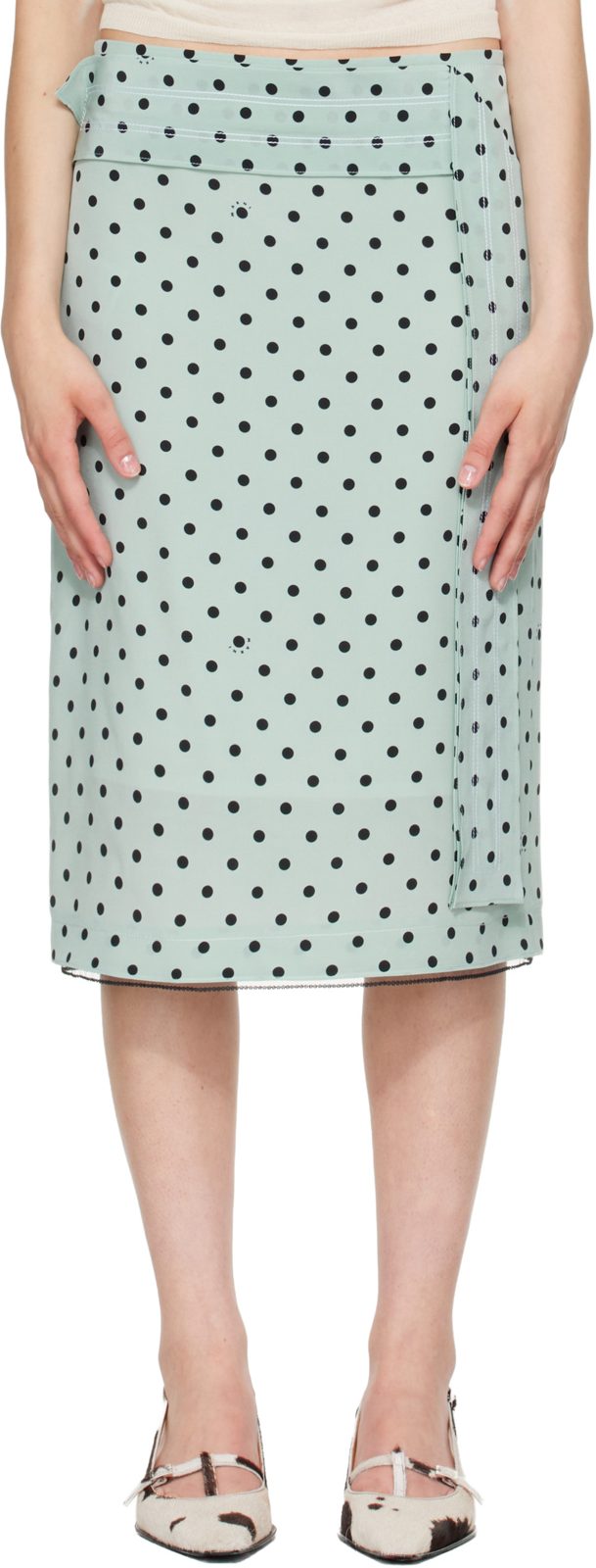 Marni Green Polka Dots Midi Skirt 262379F092001
