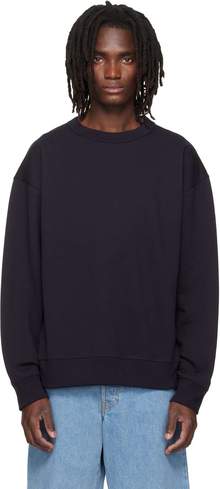 Navy Oversized Sweatshirt 262358M201045