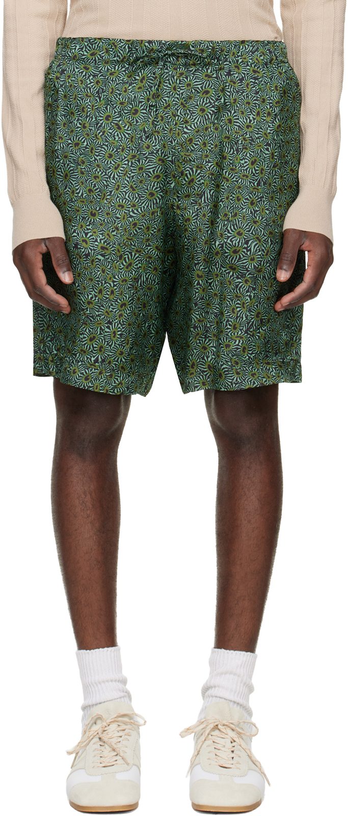 Green Viscose Shorts 262358M193007