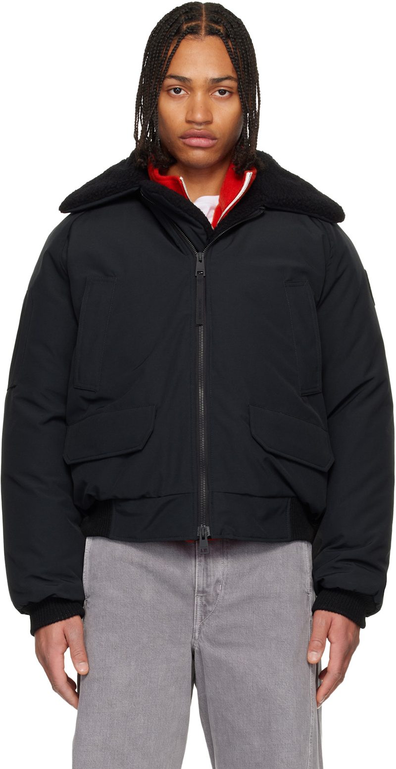 Black Chilliwack Aviator Bomber Down Jacket 252014M178018