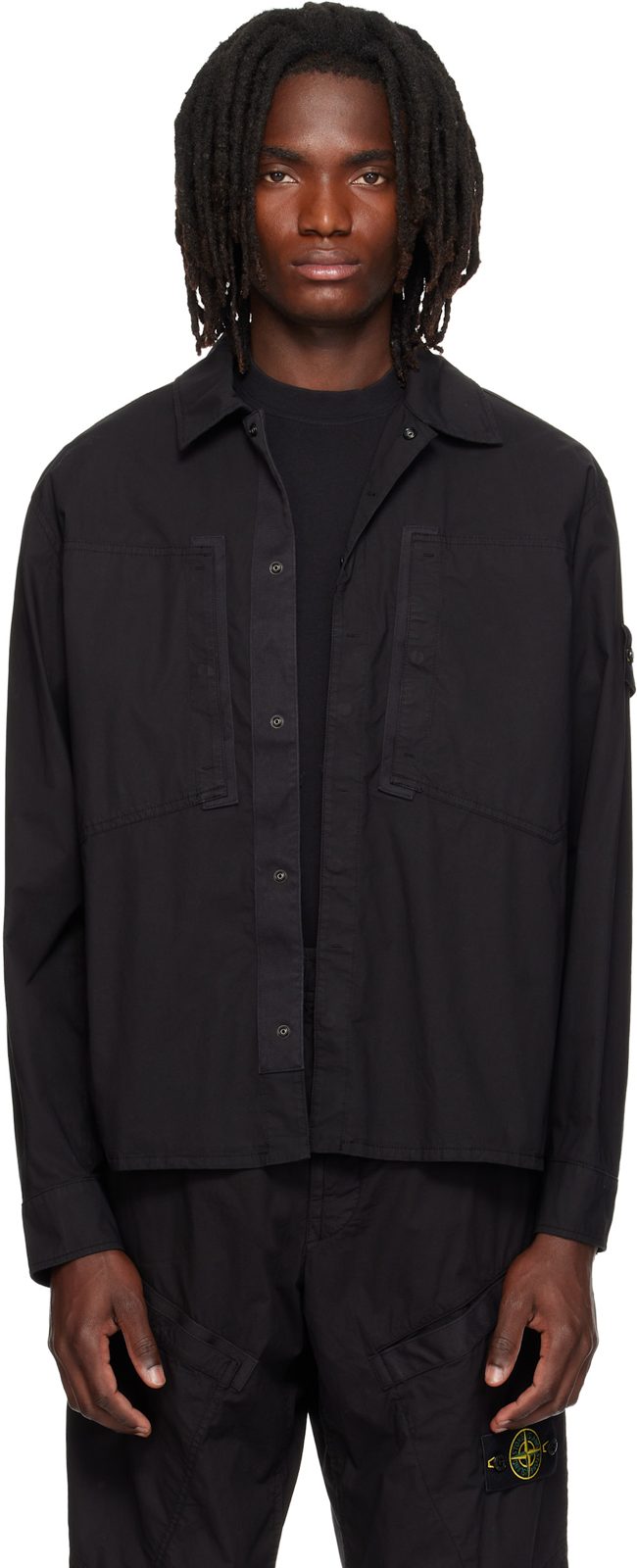 Black 1200005 Stretch Cotton Tela PARACADUTE Shirt 262828M192026