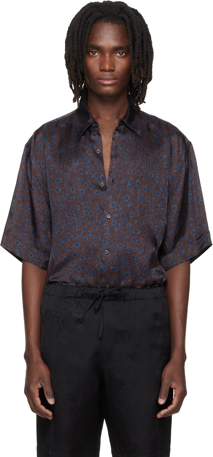 Brown & Blue Button-Down Shirt 262358M192012