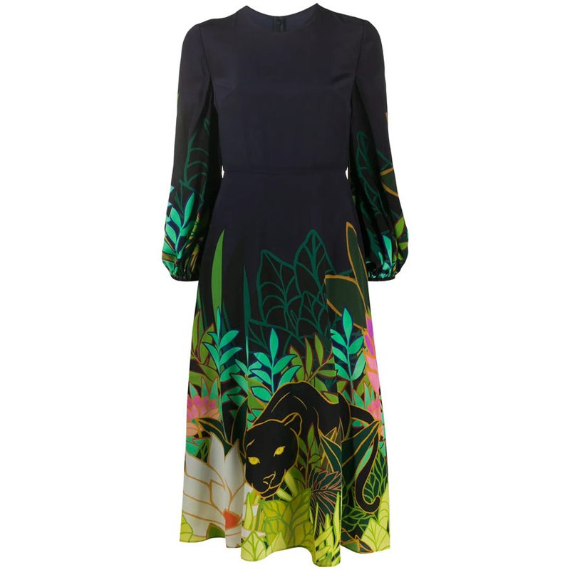 Garavani Panther In The Jungle Midi Dress_Blue