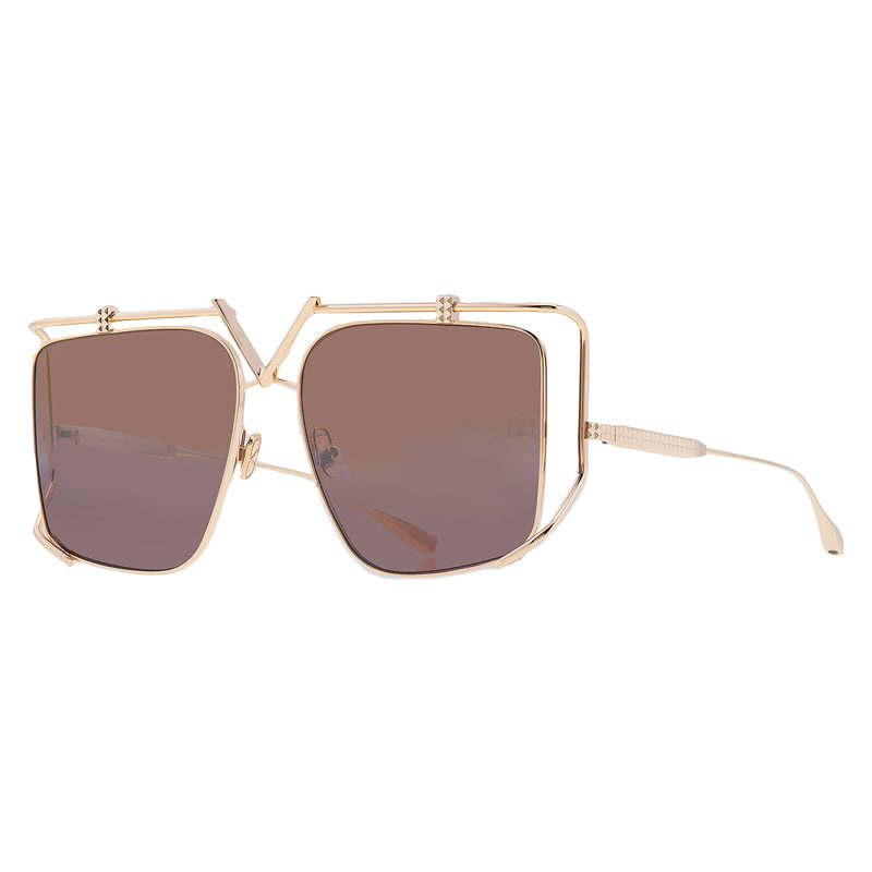 Garavani Brown Gradient/Gold Flash Irregular Ladies Sunglasses VLS-116 B 59