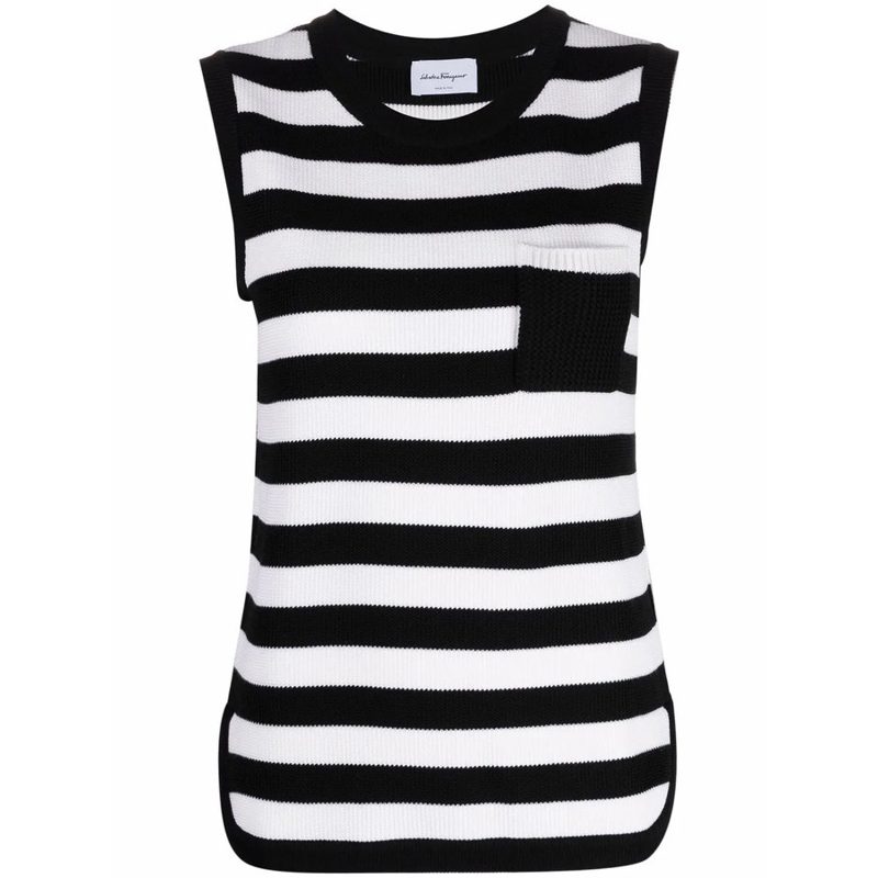 Without Sleeves Round-Neck_Black/White