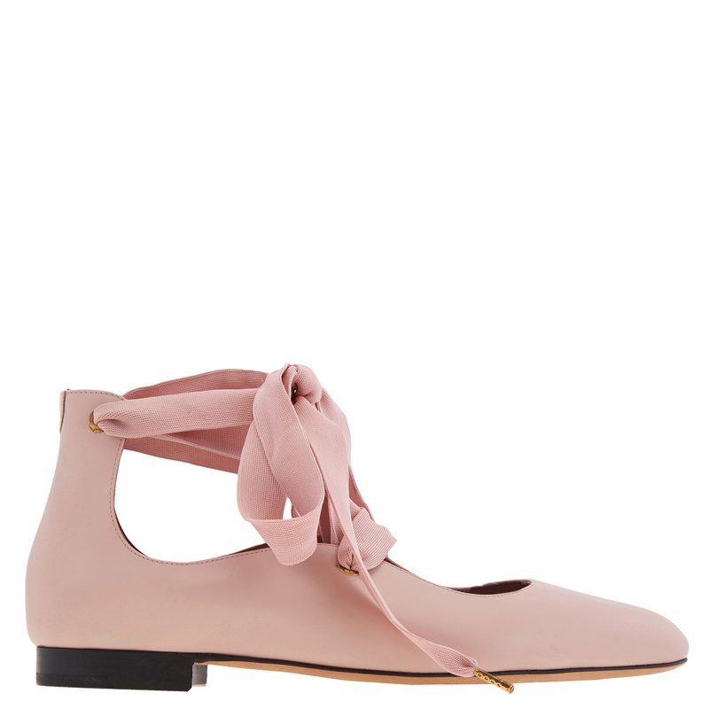Lavin Lace-Up Leather Ballerinas