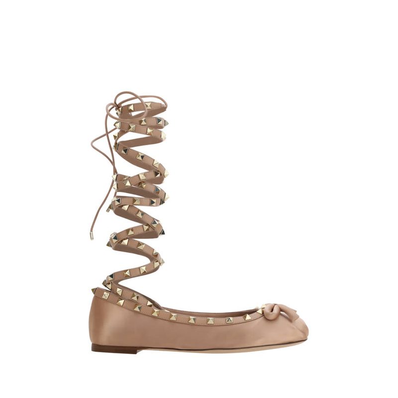 Garavani Garavani Rockstud Satin Ballerina Shoes
