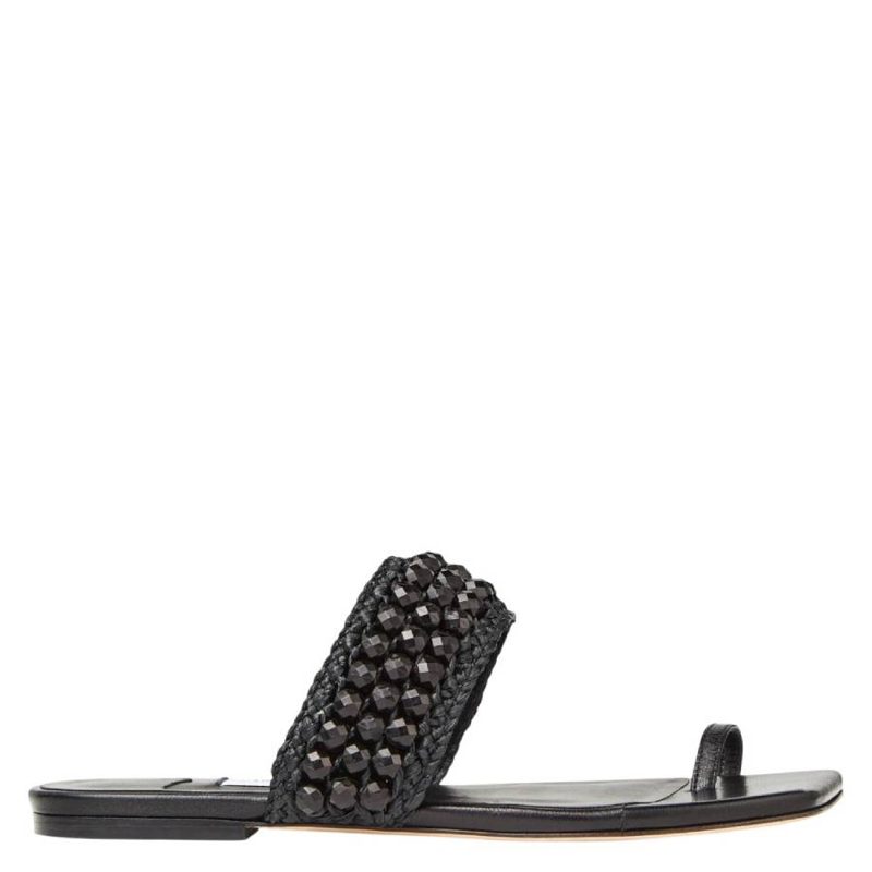 Amoure Bead Embellished Raffia Sandals