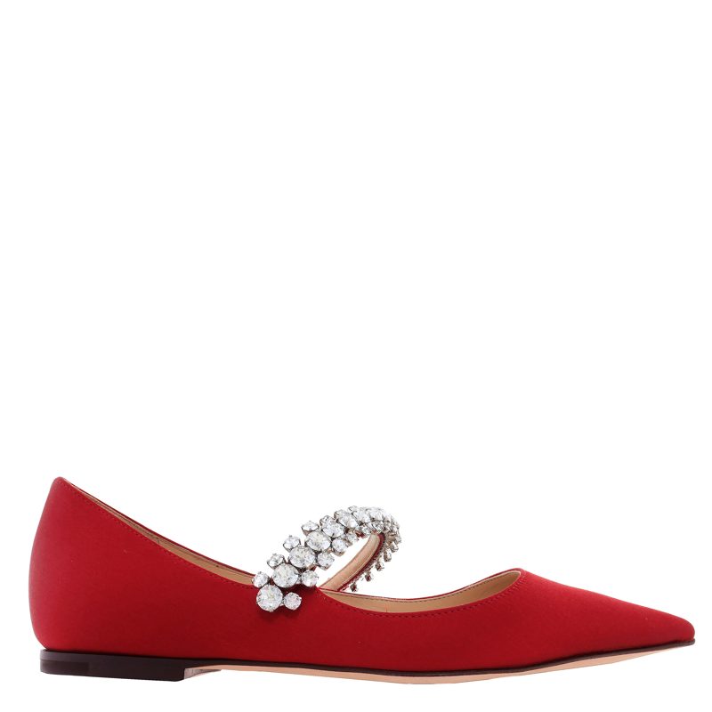 Baily Satin Pointed-Toe Ballerina Flats