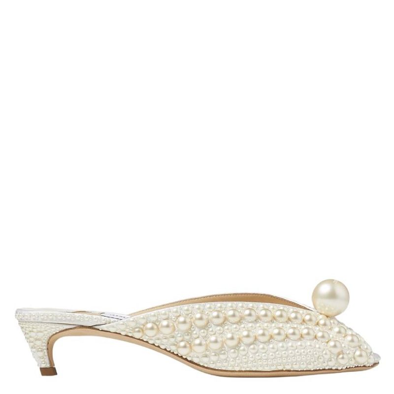 Samantha 35 Pearl-Embellished Satin Mules