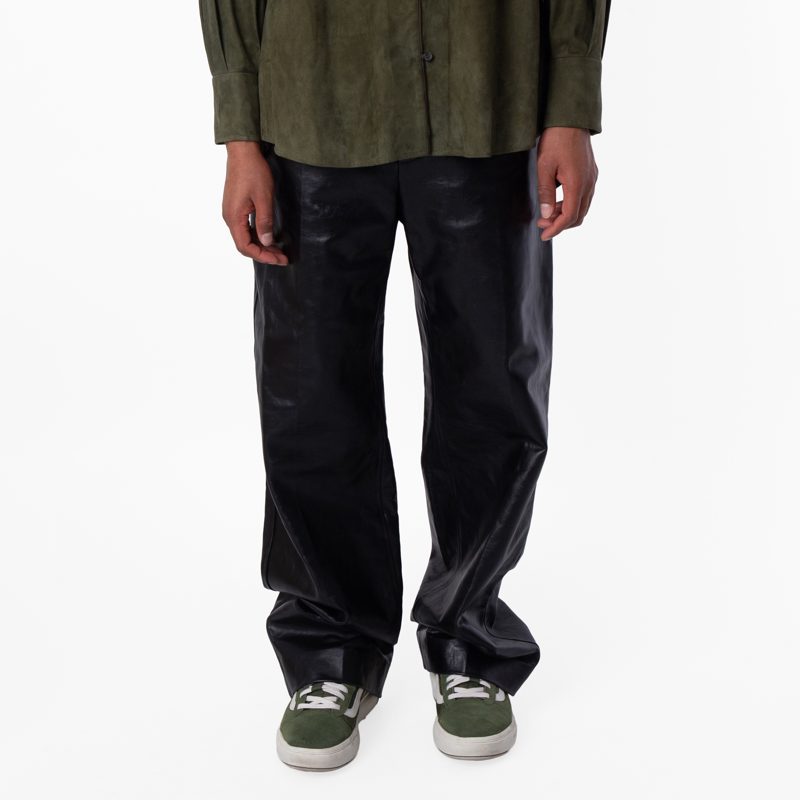 Wide Leg Soft Leather Trousers