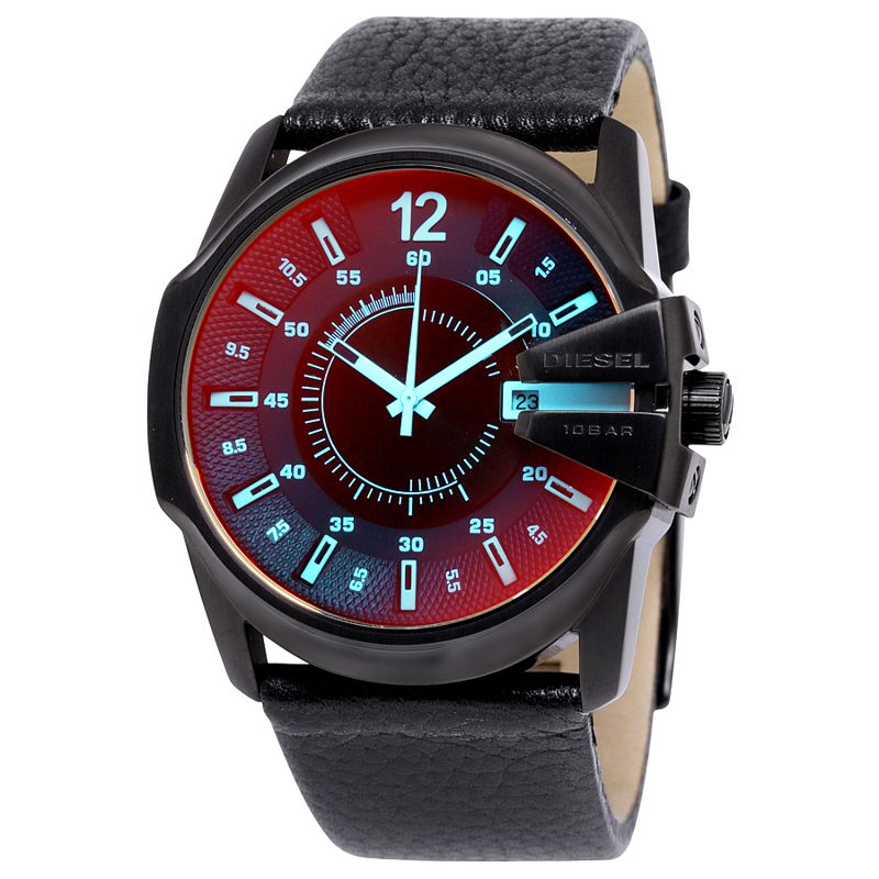 Timeframe Iridescent Dial Leather Mens Watch DZ1657