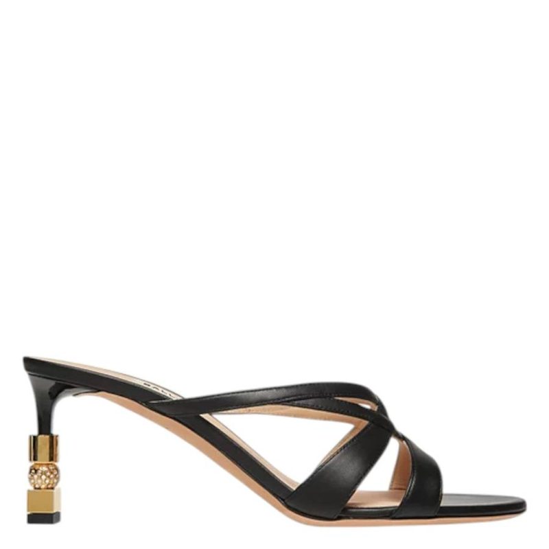 Carolyn Leather Block Slide Sandals