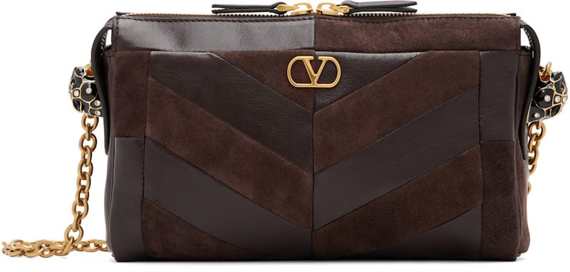 Garavani Brown Panthea Small Shoulder Chevron Pattern Bag 262807F048022