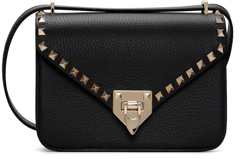 Garavani Black Rockstud Small Shoulder Grainy Calfskin Bag 262807F048012