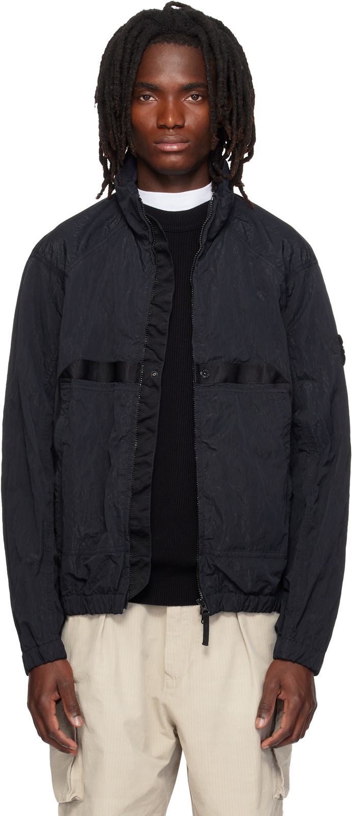 Black Q100009 Warp Rib Nylon-TC Jacket 262828M180010