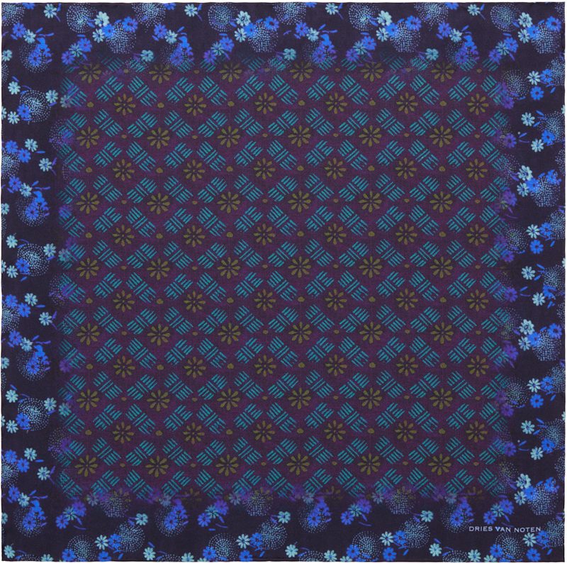 Blue Printed Silk Scarf 262358M150001