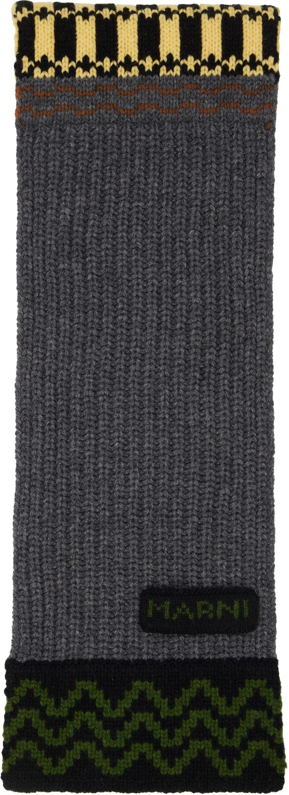 Marni Gray & Yellow Wool Scarf 262379M150000