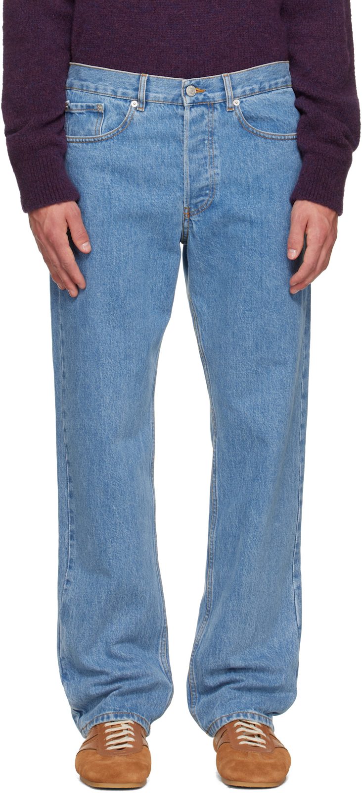 Blue Straight Jeans 262358M186004