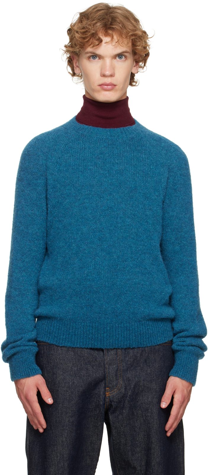 Blue Alpaca Sweater 262358M201015