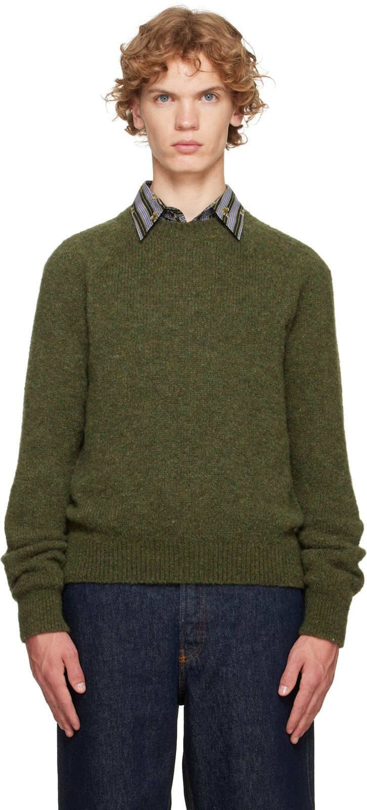 Green Alpaca Sweater 262358M201014
