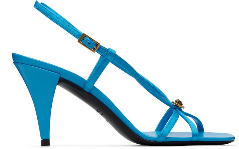 Blue Valentina Satin Heeled Sandals 262404F125008